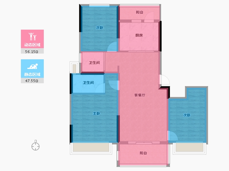 广东省-广州市-碧桂园云顶壹品-92.80-户型库-动静分区