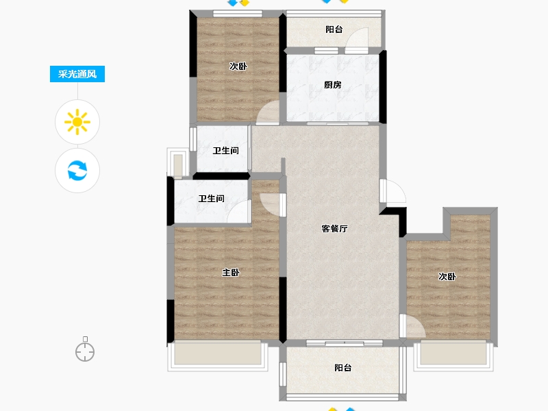 广东省-广州市-碧桂园云顶壹品-92.80-户型库-采光通风