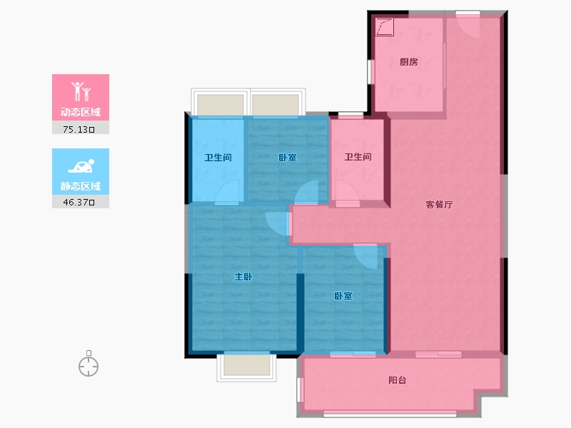 江苏省-苏州市-星光天地-85.00-户型库-动静分区