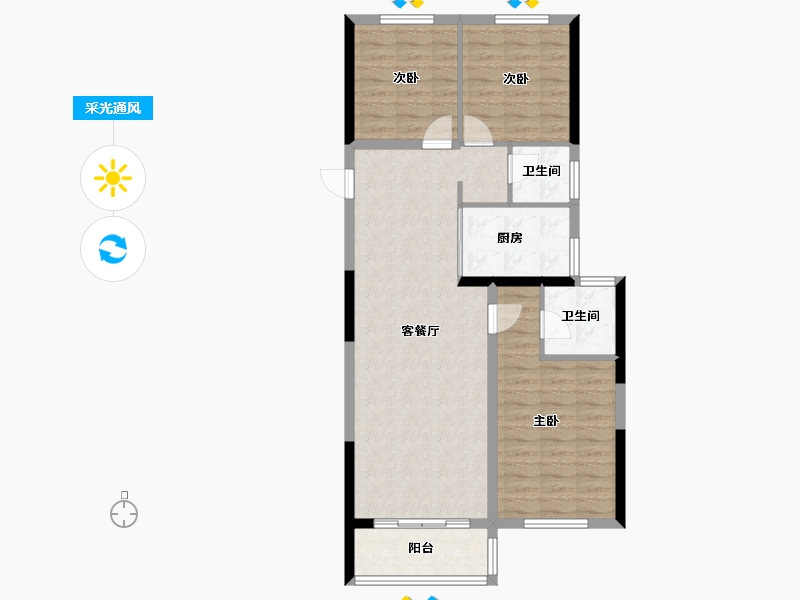 湖南省-长沙市-澳海望洲府-88.07-户型库-采光通风