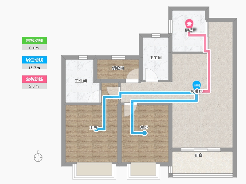 浙江省-宁波市-保利·天悦(三期)-77.58-户型库-动静线