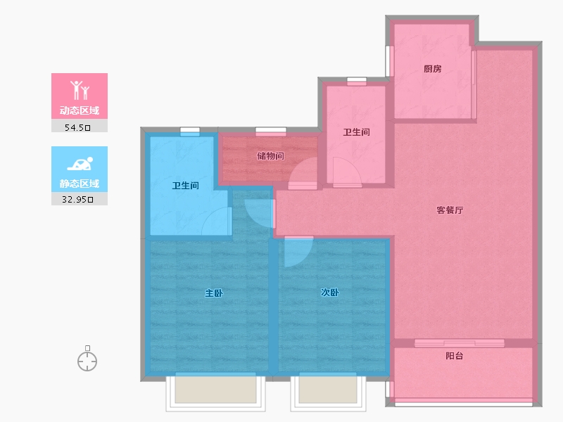 浙江省-宁波市-保利·天悦(三期)-77.58-户型库-动静分区