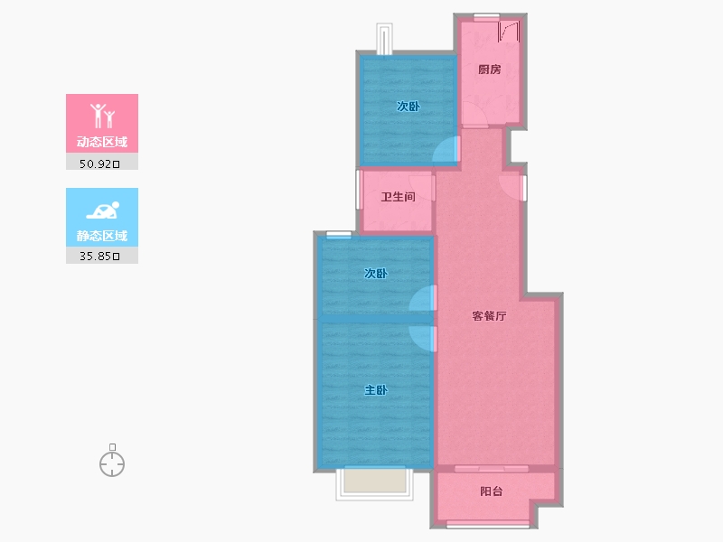 上海-上海市-东外滩·爱国里-76.55-户型库-动静分区