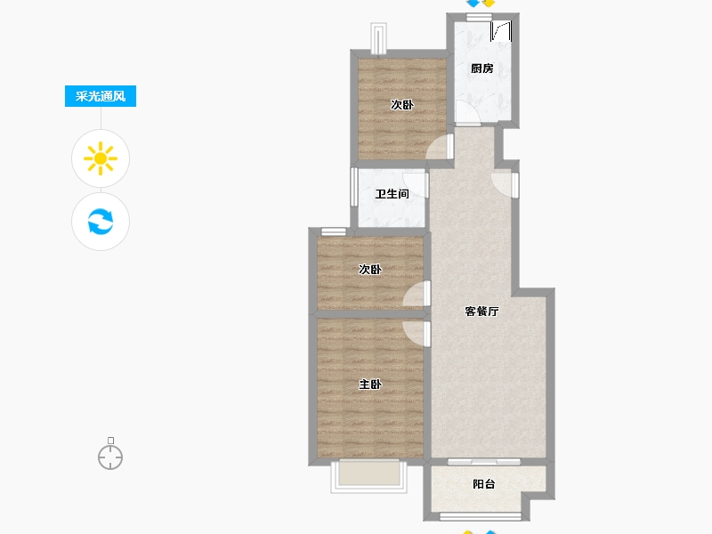 上海-上海市-东外滩·爱国里-76.55-户型库-采光通风