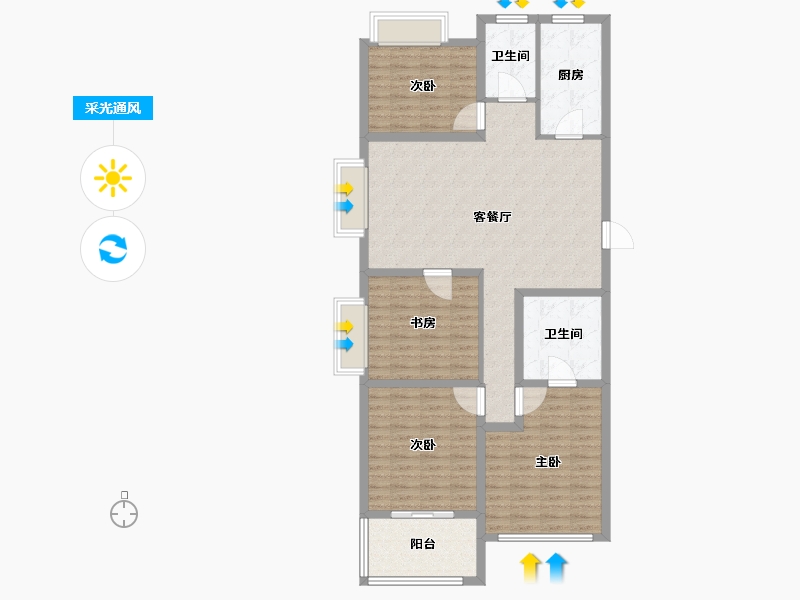 上海-上海市-新湖·青蓝国际二期-114.20-户型库-采光通风