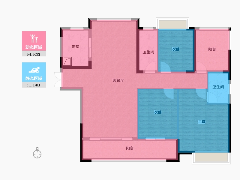 湖南省-长沙市-建工·象山国际-132.80-户型库-动静分区