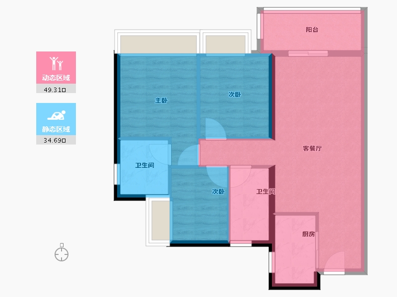 广东省-广州市-万科金域曦府-75.20-户型库-动静分区