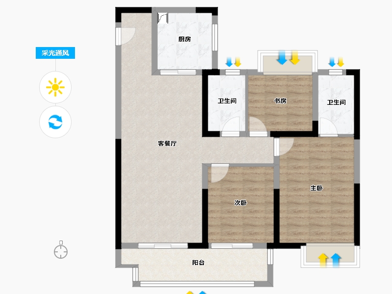 江苏省-常州市-桃李东方-91.96-户型库-采光通风