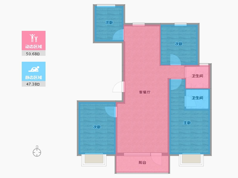 北京-北京市-福成·禧悦里-88.08-户型库-动静分区