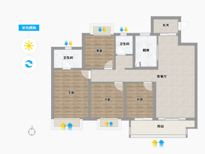 江苏省-常州市-光明当代拾光里-100.00-户型库-采光通风