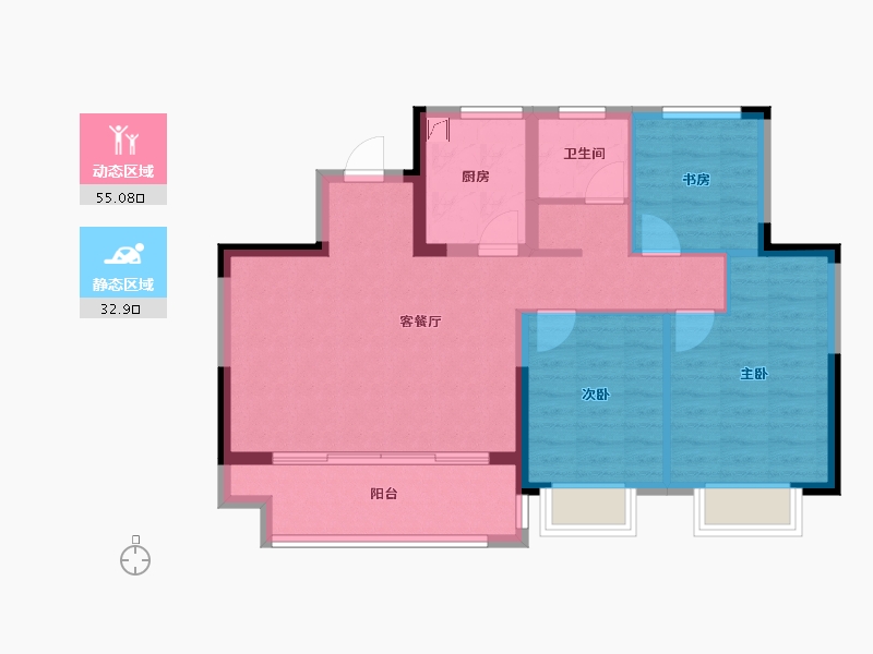 江苏省-常州市-光明城投荷樾府-78.87-户型库-动静分区