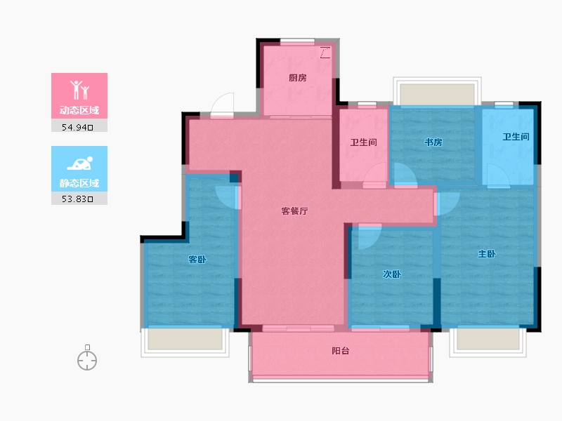 江苏省-常州市-桃李东方-96.68-户型库-动静分区