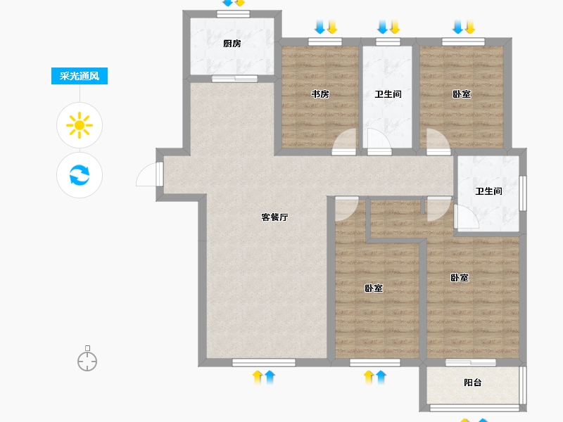 山西省-太原市-君睿府-106.65-户型库-采光通风