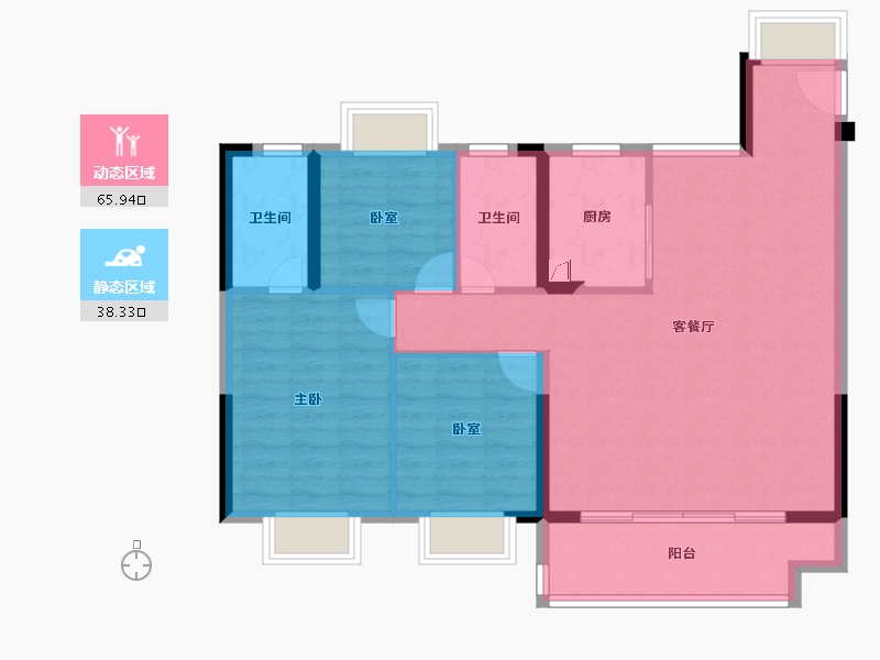 浙江省-杭州市-中粮·建发·祥云悦府-94.40-户型库-动静分区