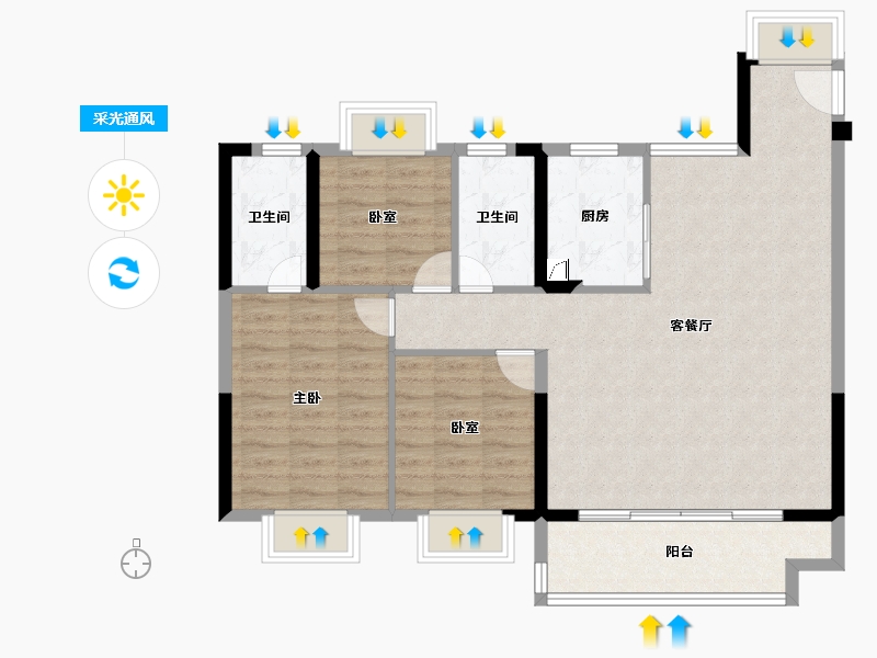 浙江省-杭州市-中粮·建发·祥云悦府-94.40-户型库-采光通风