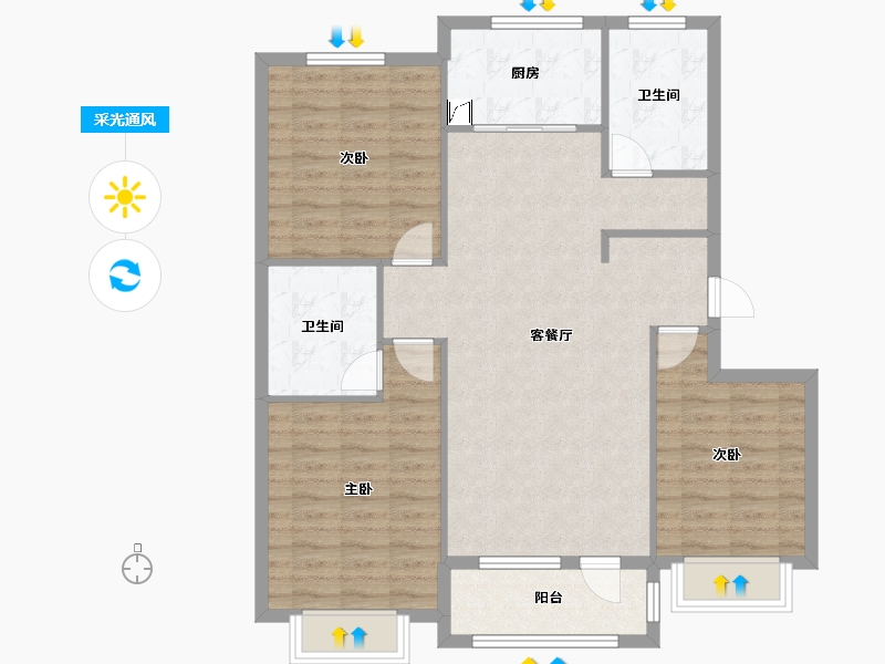 河北省-衡水市-紫御华府-98.00-户型库-采光通风