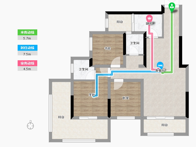 贵州省-贵阳市-利亚奥林花园-81.60-户型库-动静线