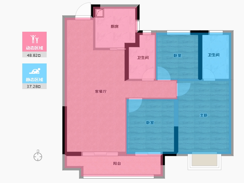 浙江省-杭州市-中粮·建发·祥云悦府-76.80-户型库-动静分区