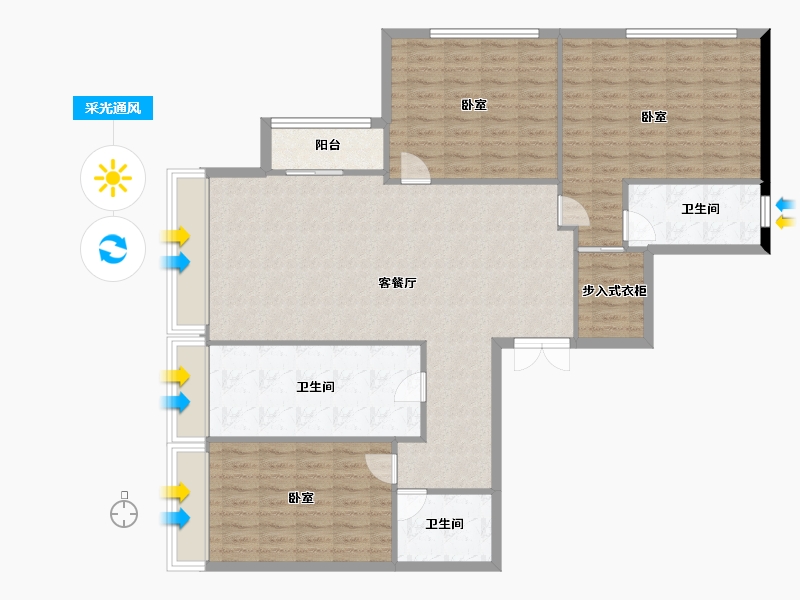 上海-上海市-滨江一品苑-128.00-户型库-采光通风