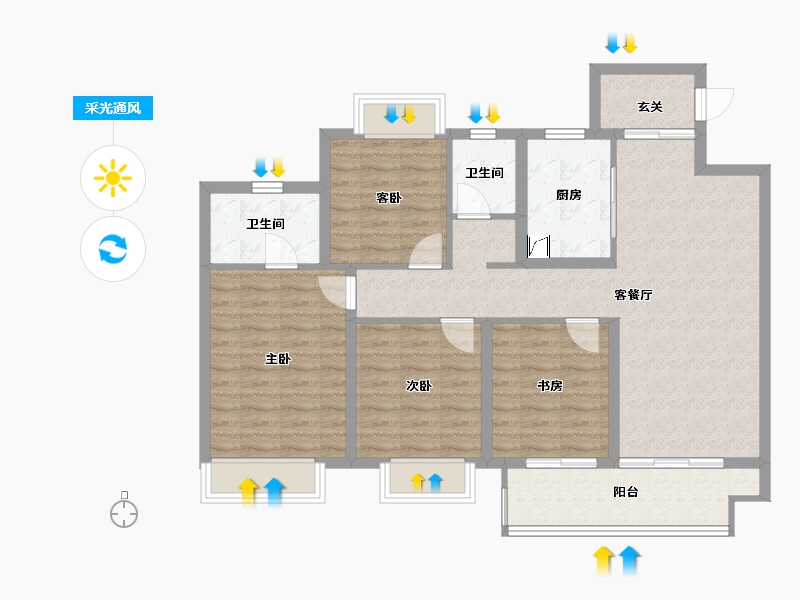 江苏省-常州市-光明当代拾光里-100.87-户型库-采光通风