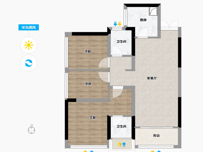 贵州省-贵阳市-中天金融北城-70.00-户型库-采光通风