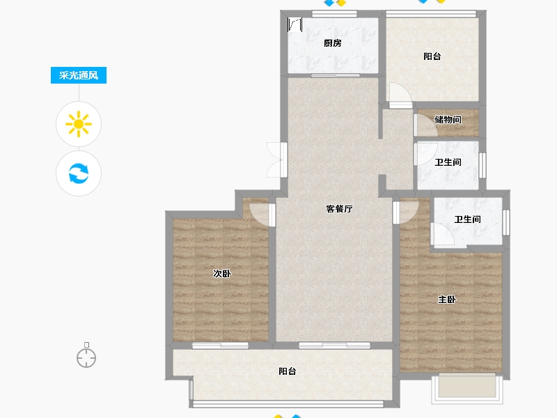 江苏省-常州市-梧桐香郡东樾-106.14-户型库-采光通风