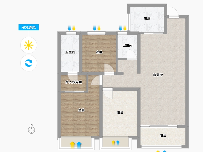 山东省-临沂市-鲁班书香世家-105.00-户型库-采光通风