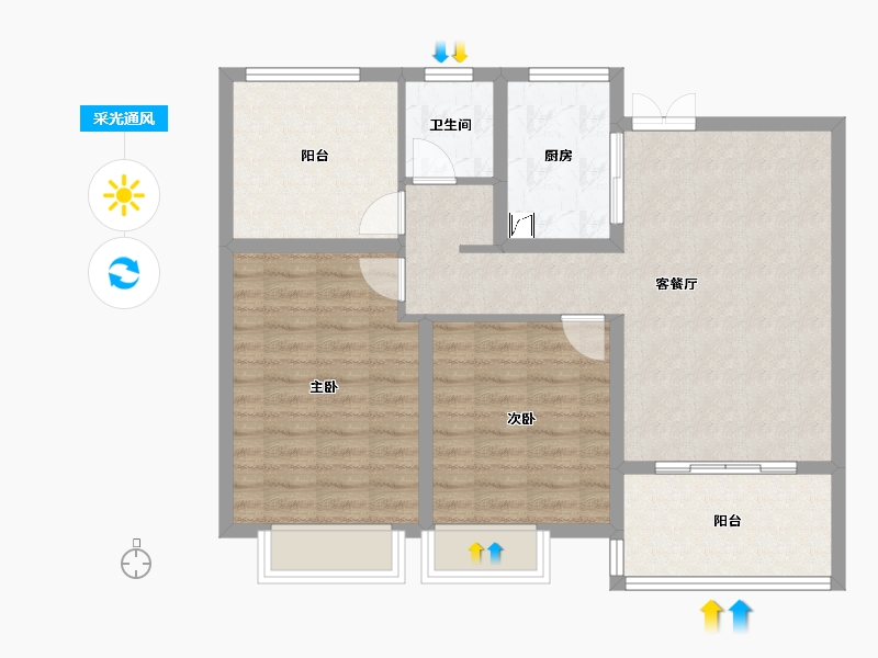 江苏省-常州市-梧桐香郡东樾-84.26-户型库-采光通风