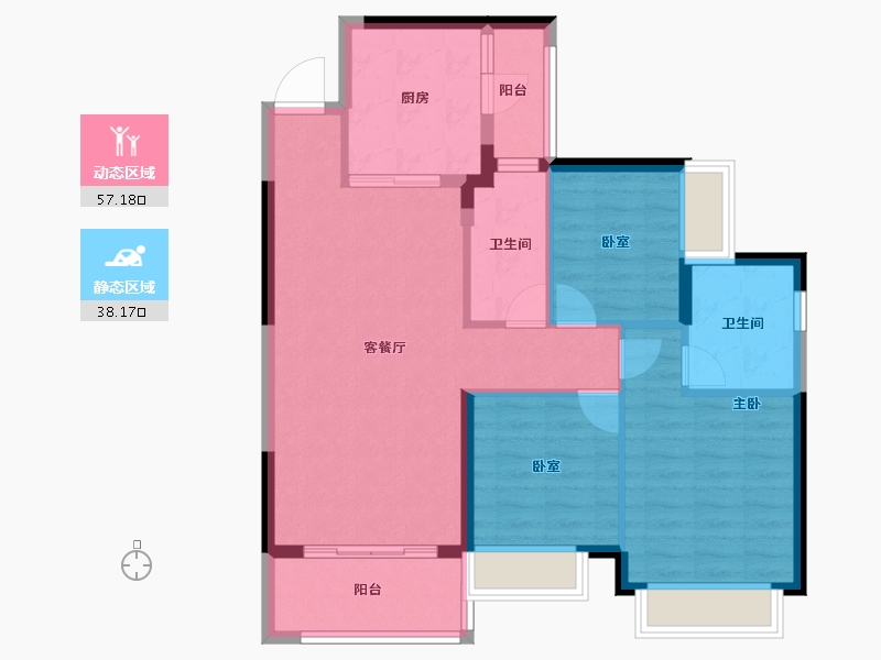 广东省-广州市-广州恒大紫荆学府-85.72-户型库-动静分区