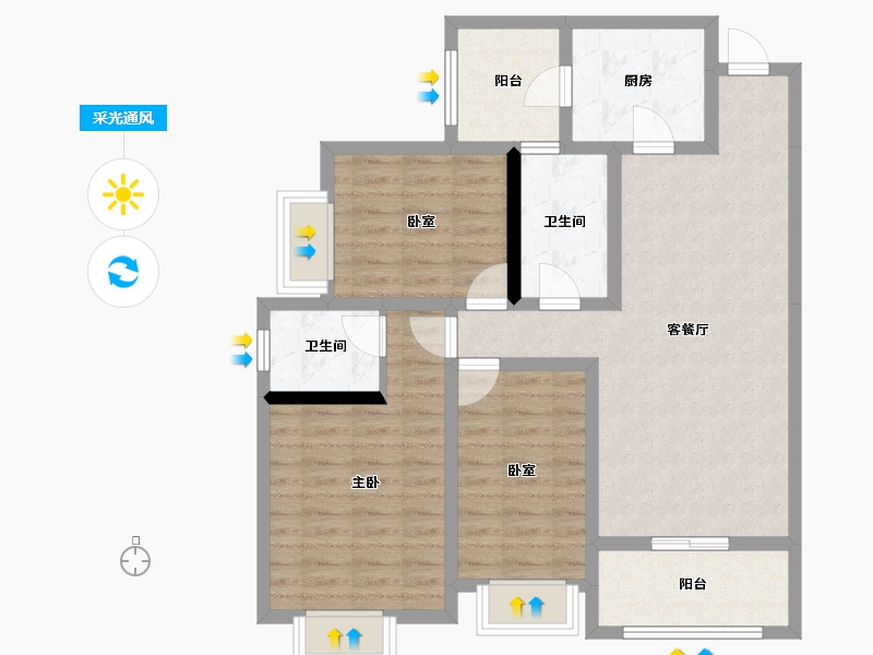 贵州省-贵阳市-鹭岛国际二期-89.42-户型库-采光通风