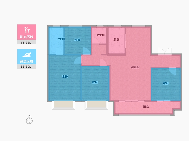 山东省-济南市-鑫都·紫宸府-113.00-户型库-动静分区