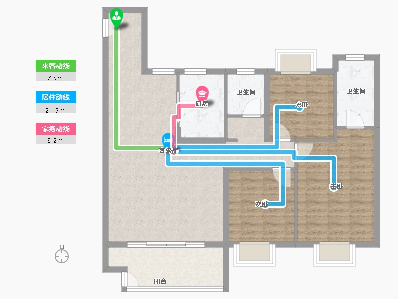 江苏省-常州市-龙控绿地公园道-95.07-户型库-动静线