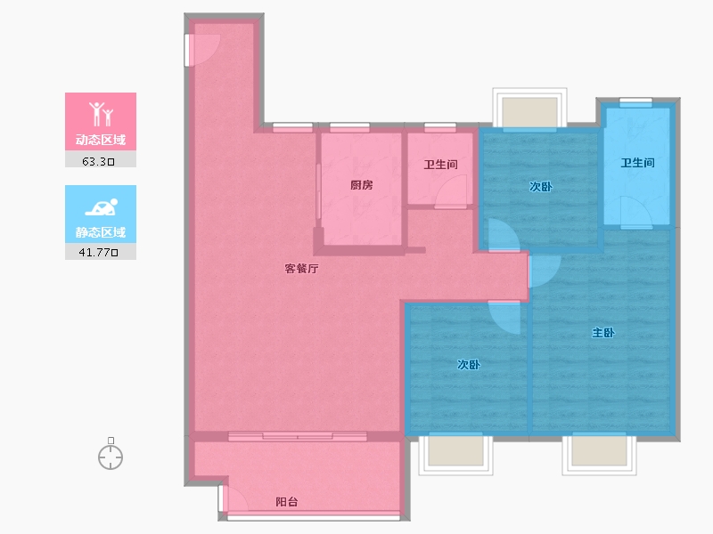 江苏省-常州市-龙控绿地公园道-95.07-户型库-动静分区