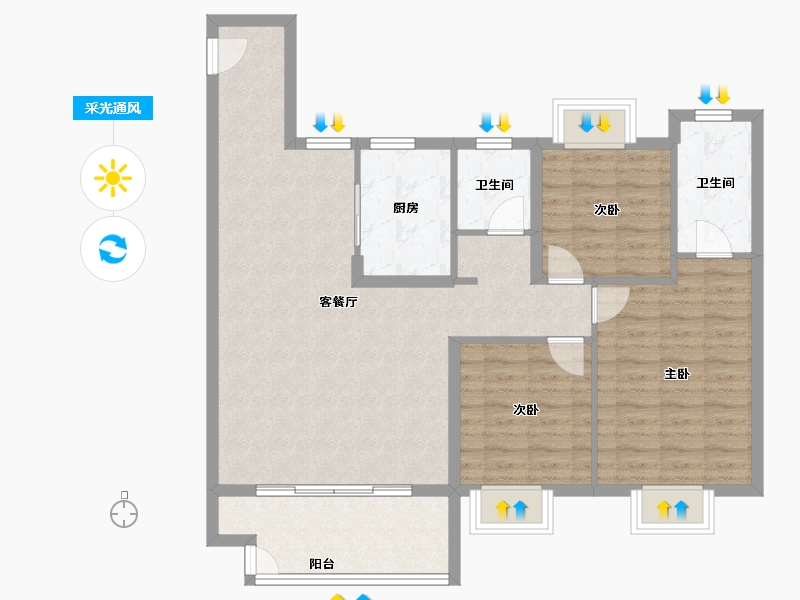 江苏省-常州市-龙控绿地公园道-95.07-户型库-采光通风