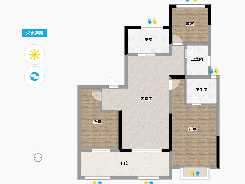 江苏省-常州市-常发珑玥-109.67-户型库-采光通风