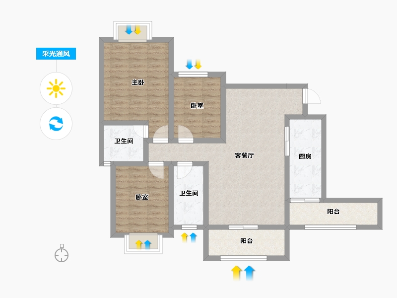 贵州省-贵阳市-鹭岛国际二期-89.83-户型库-采光通风