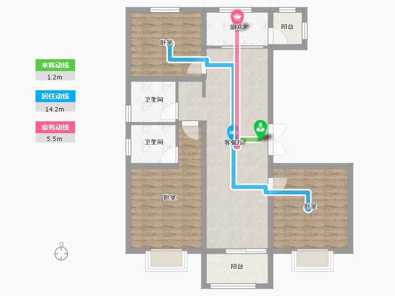 山西省-太原市-宁达南苑-88.18-户型库-动静线