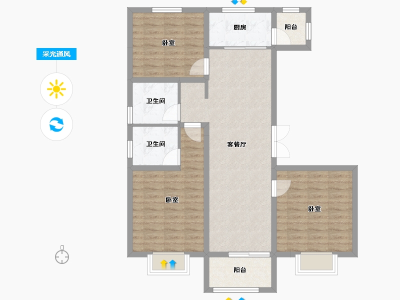 山西省-太原市-宁达南苑-88.18-户型库-采光通风