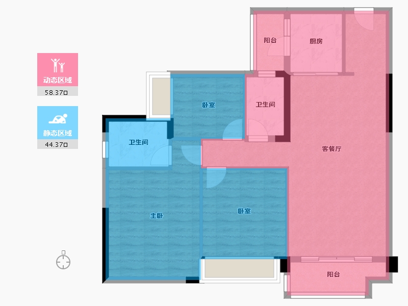 广东省-广州市-嘉霖聚和尊悦台-92.97-户型库-动静分区