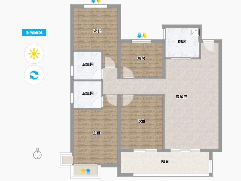 安徽省-合肥市-大富鸿学府-123.00-户型库-采光通风