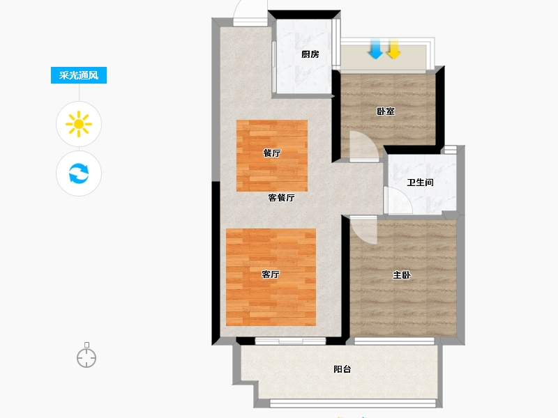 贵州省-贵阳市-贵阳小关万达广场-64.80-户型库-采光通风