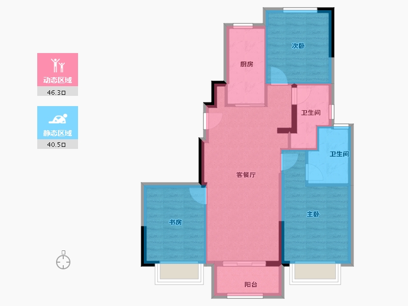 浙江省-宁波市-天安盛世臻境花苑-77.77-户型库-动静分区