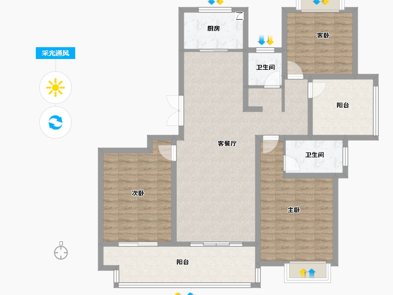 江苏省-常州市-梧桐香郡东樾-118.30-户型库-采光通风