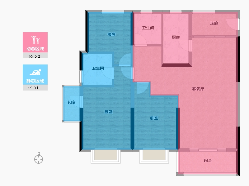 上海-上海市-浦发东悦城-104.00-户型库-动静分区