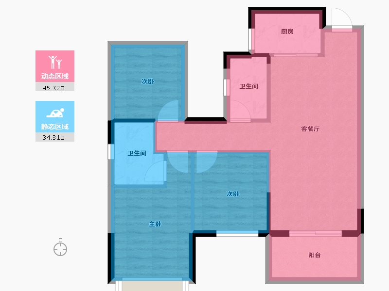 广西壮族自治区-南宁市-荣和公园里-71.48-户型库-动静分区