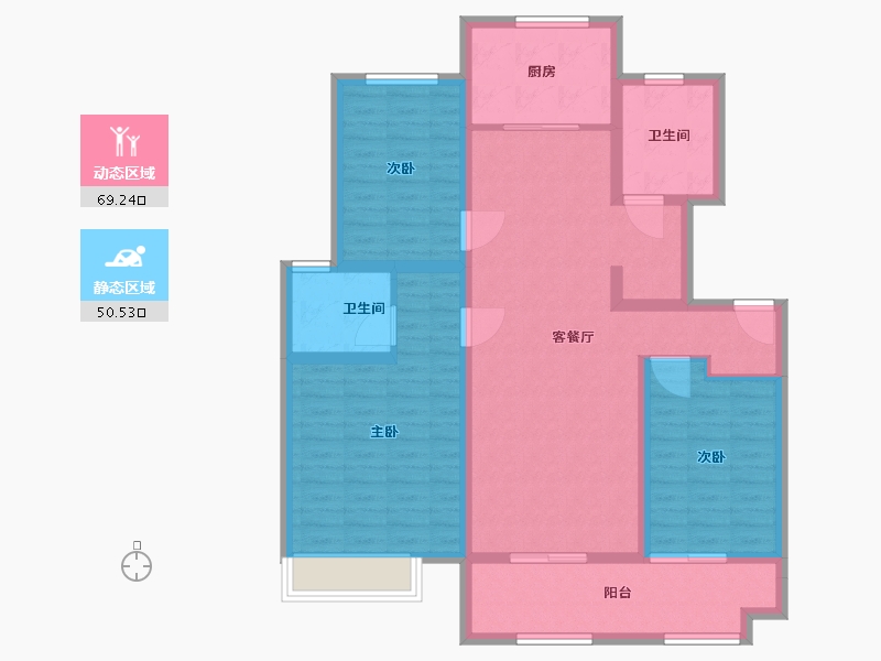 江苏省-徐州市-上水濮园-107.00-户型库-动静分区