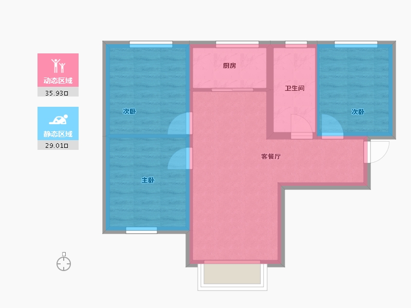 新疆维吾尔自治区-乌鲁木齐市-兰台府-68.44-户型库-动静分区