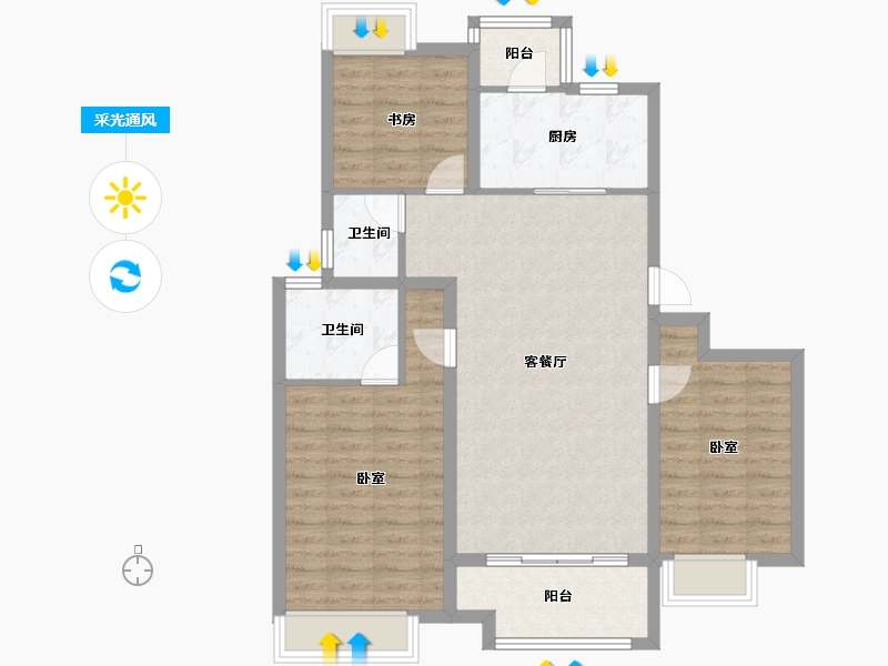 上海-上海市-港城悦庭-92.79-户型库-采光通风