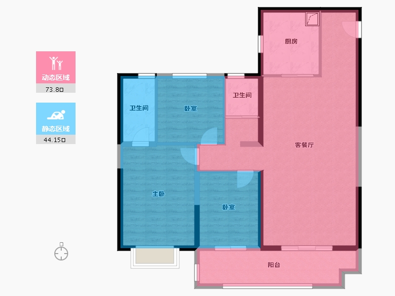 山西省-太原市-碧桂园云顶·云汇-106.45-户型库-动静分区