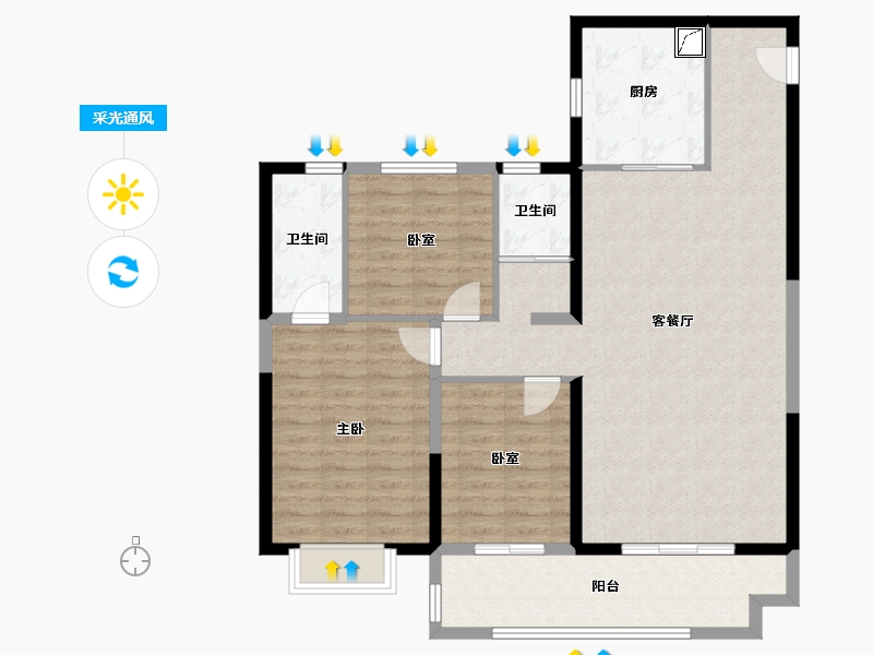 山西省-太原市-碧桂园云顶·云汇-106.45-户型库-采光通风